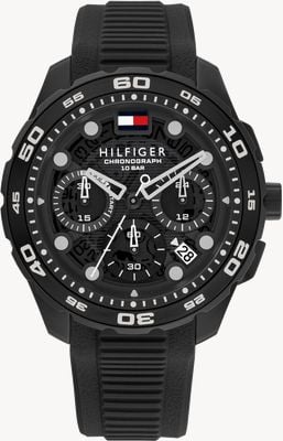 Tommy Hilfiger Th-regatta (44 mm) esfera negra / correa de silicona negra 1792233