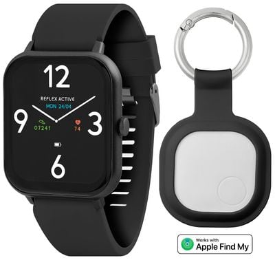 Reflex Active Geschenkset mit Uhr und ActiveTag der Serie 17 (38 mm) mit digitalem Zifferblatt und schwarzem Silikonarmband RA17-2164-ATSET