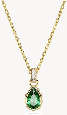 Swarovski Stilla Necklace | Gold-Tone Plated | Green Pear-Cut Crystal Pendant 5648751