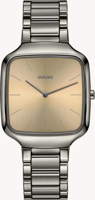 RADO True Square Thinline Quartz (37mm) Champagne Sunray Dial / Plasma High-Tech Ceramic Bracelet R27119402