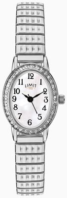 Limit Montre classique à quartz cristal (20 mm), cadran en nacre / bracelet extensible en acier inoxydable 6029