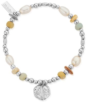 ChloBo TREASURES OF BALI Golden Sands Pearl Charm Bracelet - 925 Sterling Silver SBAPS3526