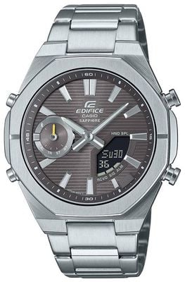 Casio Edifice Bluetooth-Dual-Display (43 mm) graues Zifferblatt / Edelstahlarmband ECB-S10D-8AEF