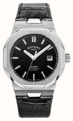 Rotary Sport regent automatique (40 mm) cadran noir / bracelet cuir noir GS05410/04