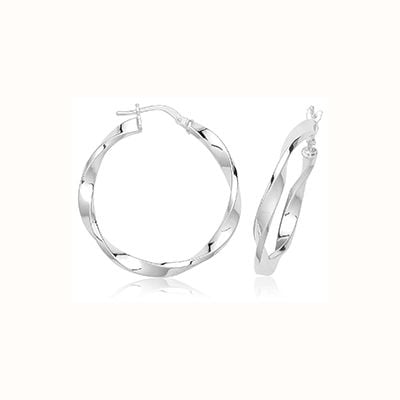 Silver 25mm Large Twisted Hoop Earrings G51371-25