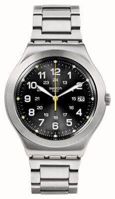 Swatch Happy joe lime (41 mm) mostrador preto / pulseira de aço inoxidável YWS439GC