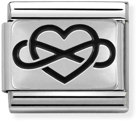 Nomination Classic Heart Oxidised Sterling Silver & Steel Charm 330102/05
