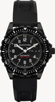 Marathon アンスラサイトジャンボデイ/デイト（JDD）ダイバーズオートマチック（46mm）ブラックダイヤル/ブラックラバーストラップ WW194021BK-0130