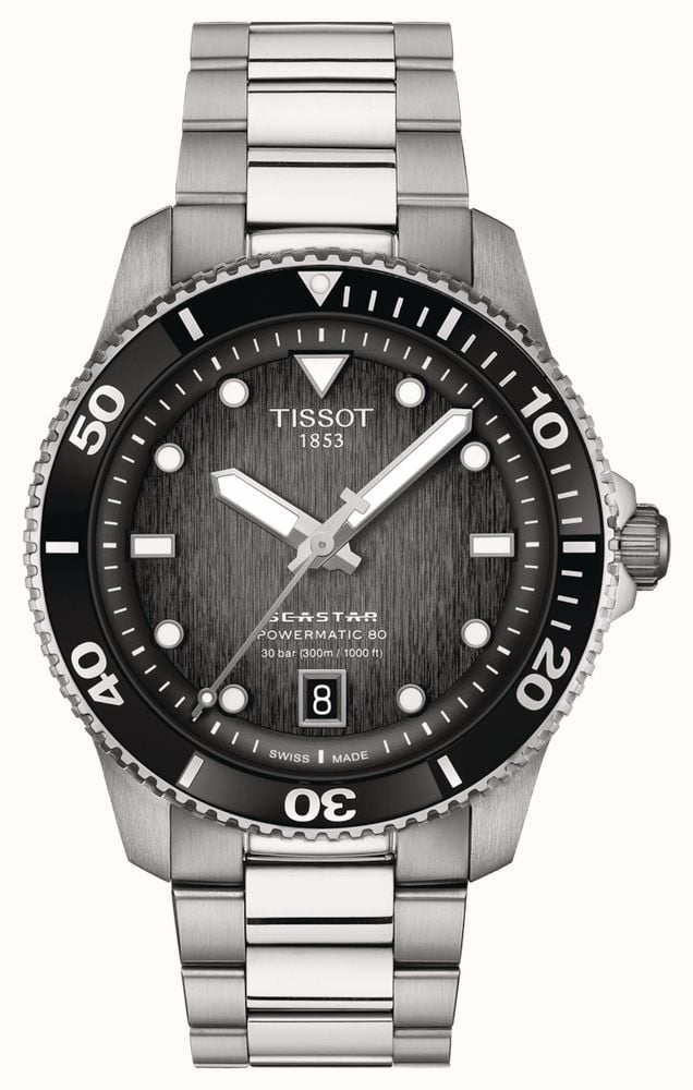 TISSOT SEASTAR 1000 パワーマティック80 Tissot Seastar 1000 Powermatic 80 (40 Mm) Mostrador Cinza Preto