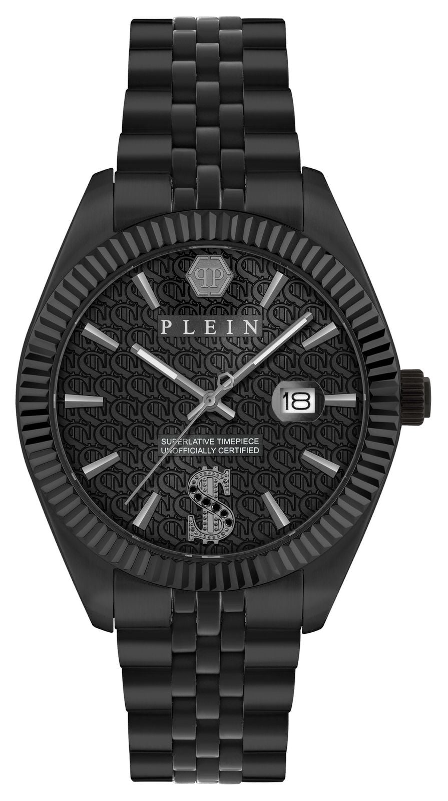 Philipp Plein DATE SUPERLATIVE 41mm Black Dial  Black PVD Watch