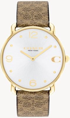 Coach レディース エリオット (36mm) シルバーダイヤル/ブラウンレザーストラップ 14504205