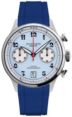 Duckworth Prestex Lostock Quarz-Chronograph (40 mm) Bolton blaues Zifferblatt / blaues Gummiarmband D547-03 DR