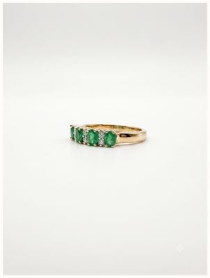James Moore & Co 9c Yellow Gold Diamond Emerald Ring GLES163-7