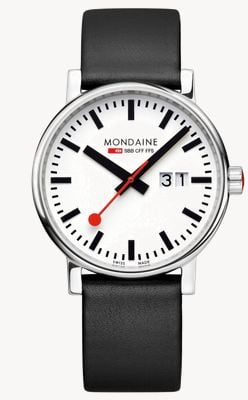 Mondaine Mostrador branco Evo2 (40 mm) / pulseira de couro uva vegana preta MSE.40210.LBV
