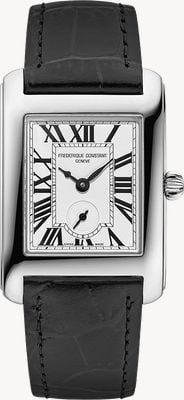 Frederique Constant Montre Carrée petite seconde (25 mm), cadran argenté / bracelet en cuir noir FC-235S2C6