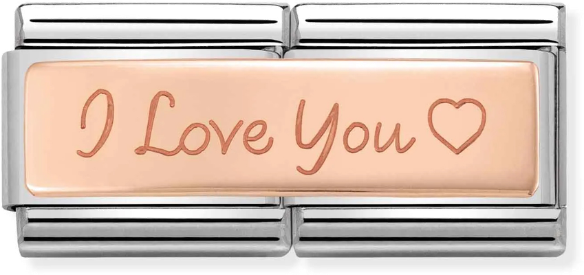 Nomination Classic I Love You 9ct Rose Gold & Steel Charm 430710/04