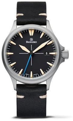 Damasko Relógio automático Dk22 - mostrador preto de alta qualidade (39 mm) / pulseira vintage de couro preto DK22-SW10221.1
