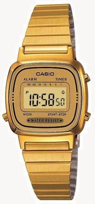 Casio Klassisches Damen-Digitalzifferblatt / goldfarbenes Edelstahlarmband LA670WEGA-9EF