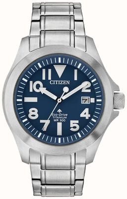 Citizen Super resistente masculino | eco-drive | mostrador azul | pulseira de titânio BN0116-51L