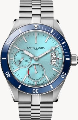 Favre Leuba Deep Raider Power-Reserve Automatic (40mm) Ice Blue Sunray Dial / Stainless Steel Bracelet Watch 00.20310.109.04.200