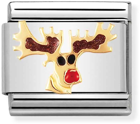Nomination Classic Rudolph Reindeer 18ct Gold Enamel Charm 030225/08
