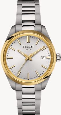 Tissot Reloj pr 100 (34 mm) para mujer con esfera plateada y pulsera de acero inoxidable T1502102103100
