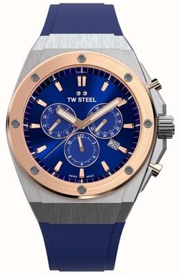TW Steel CEO Tech Chronograph (44mm) Blue Sunray Dial / Blue Silicone Strap CE4046