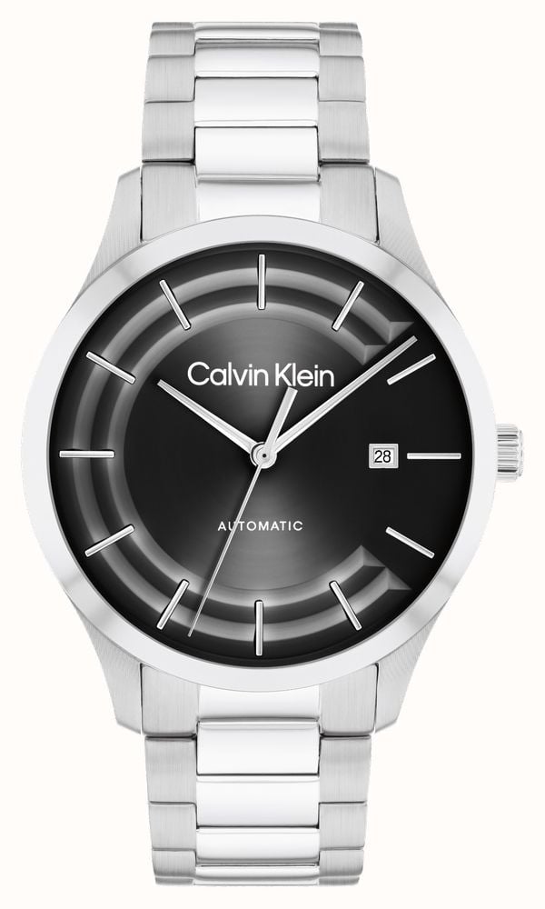 Calvin Klein Men s CK Iconic Automatic 40mm Black Dial Stainless Steel 25300021 First Class Watches IRL