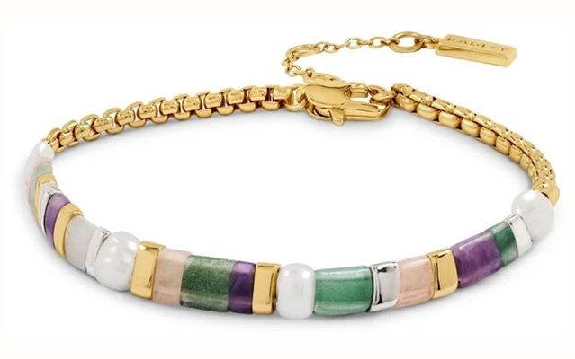Radley Jewellery Beaded Gold Plated with Pink and Green coloured stones Bracelet RYJ3602S
