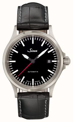Sinn 556 I RS | Black Alligator Embossed Leather Watch 556.0106 BLACK ALLIGATOR EMBOSSED WHITE STITCH