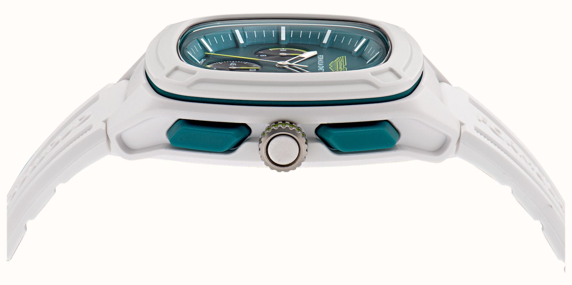 Aston Martin Aramco Formula One™ Team OVR W Quartz Chronograph (44mm) Podium Green Dial / White Silicone Strap MTFO1F502 - alternate view 3