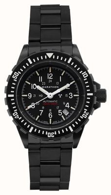 Marathon 深灰色 gsar 大型潜水员自动腕表（41 毫米）黑色表盘/黑色 pvd 不锈钢表链 WW194006BK-0109