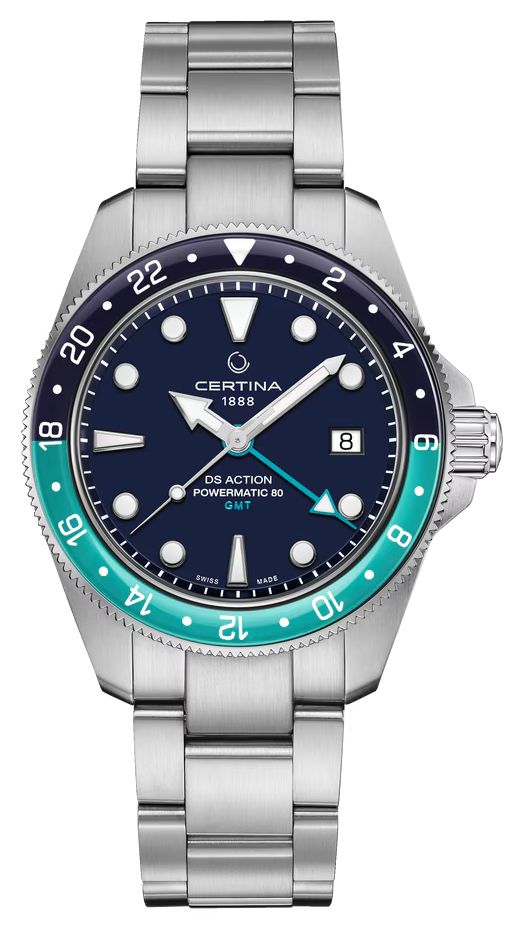 Certina DS Action GMT Powermatic 80 (41 mm) cadran bleu fonc montre