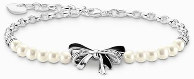 Thomas Sabo Lovely Romance Bow Bracelet Freshwater Pearls Sterling Silver A2171-167-11-L19V