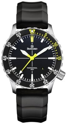 Damasko DSUB10 Manufacture Automatic (42mm) Black Dial / Black 'Wave' Rubber Strap DSUB10 BLACK RUBBER