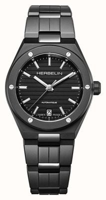 Herbelin Cap Camarat Automatik (37 mm), mattschwarzes Zifferblatt / mattschwarzes Keramikarmband 1545BCRN14M