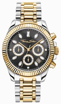 Thomas Sabo Divine Chrono Crystal (38mm) Black Dial / Two-Tone Stainless Steel WA0398-291-201-38
