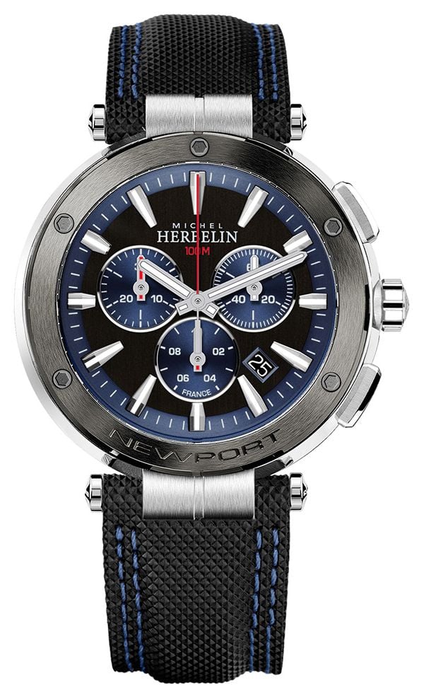 Herbelin Newport Chronograph 43mm Blue  Black Dial  Watch
