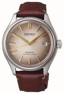 Seiko Presage serie classica edizione limitata (40,2 mm) quadrante 'shiracha' / cinturino in pelle riciclata marrone SPB529J1