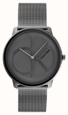 Calvin Klein Mostrador ck cinza escuro | pulseira de malha de aço cinza escuro 25200030