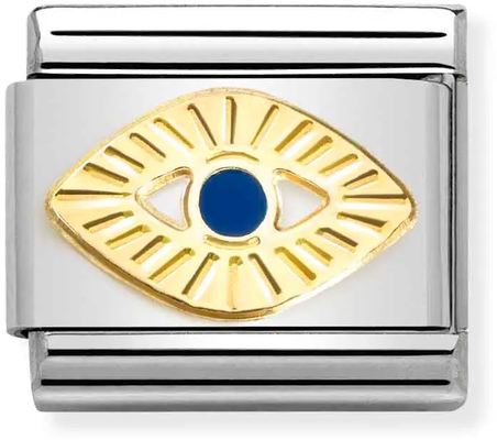 Nomination Classic Eye 18ct Gold & Steel Enamel Charm 030285/65