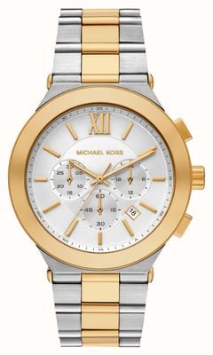 Michael Kors アナログ時計 ホワイト/ゴールド Michael Kors Ritz White Dial Two Tone Steel Strap Watch for