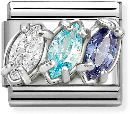 Nomination Classic White & Blue Trilogy Cubic Zirconia Charm 330329/19