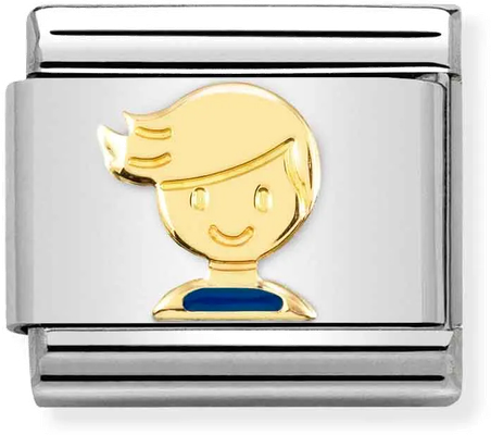 Nomination Classic Blue Boy 18ct Gold & Steel Enamel Charm 030272/67