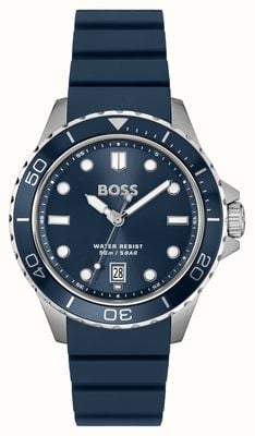 BOSS Troper sport (42 mm) cadran bleu foncé / bracelet en caoutchouc bleu foncé 1514292