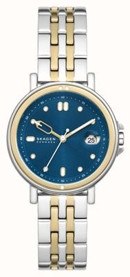 Skagen Reloj signatur sport lille (34 mm) para mujer con esfera azul y brazalete de acero inoxidable de dos tonos SKW3137