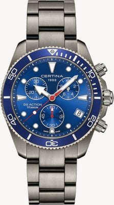 Certina DS Action Chrono Quartz (42mm) Blue Dial / Titanium Bracelet C0484174404100
