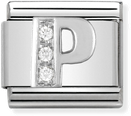 Nomination Classic Letter P Sterling Silver & Steel Cubic Zirconia Charm 330301/16