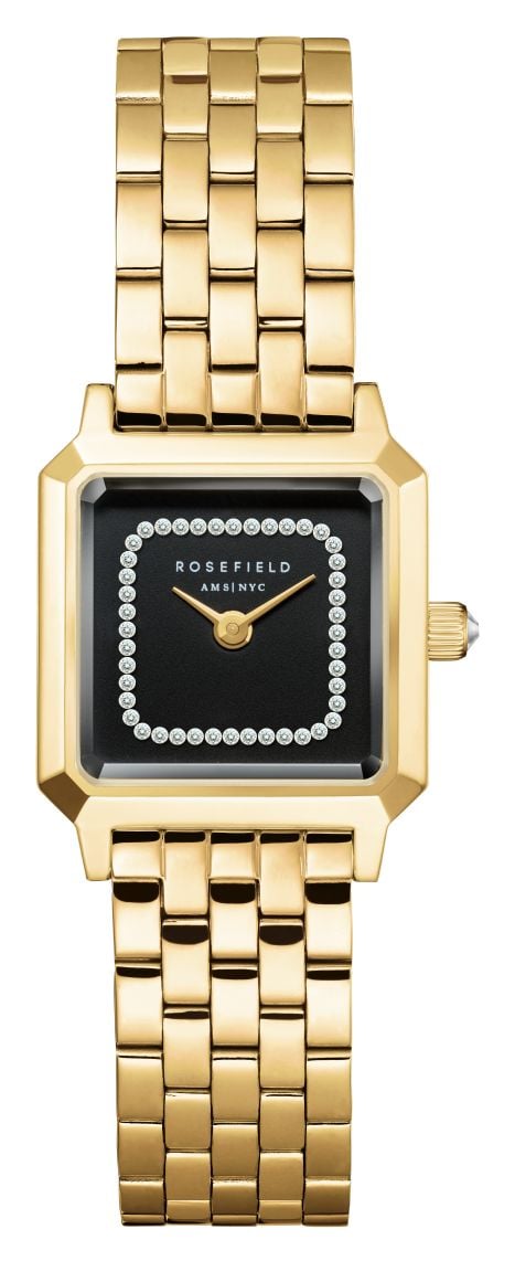 Rosefield Boxelle 195mm Black CD Sunray Dial  Gold Watch