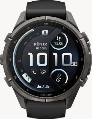 Garmin Fenix 9 Pro inReach 43mm premium smartwatch GPS – tytanowy szary karbon z czarnym paskiem silikonowym 010-04335-11